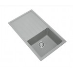 Carysil Concrete Grey Single Bowl With Drainer Board Granite Kitchen Sink Top/Flush/Under Mount 860 x 500 x 205mm